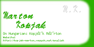 marton kopjak business card